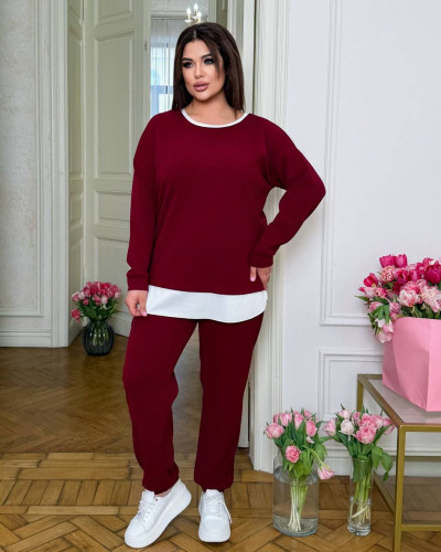 Жіночий костюм двійка Chic Style 7934 Бордо