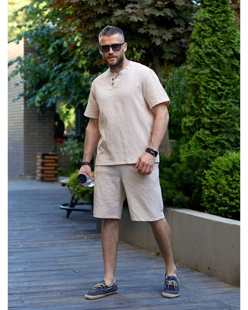 Чоловічий лняний костюм LIXS-2026 бежевий від Chic Style